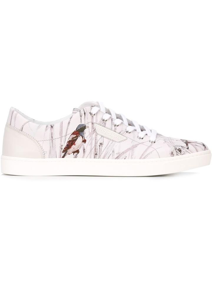 Dolce & Gabbana Bird Print Sneakers, Men's, Size: 45, Pink/purple, Leather/rubber