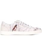 Dolce & Gabbana Bird Print Sneakers, Men's, Size: 45, Pink/purple, Leather/rubber