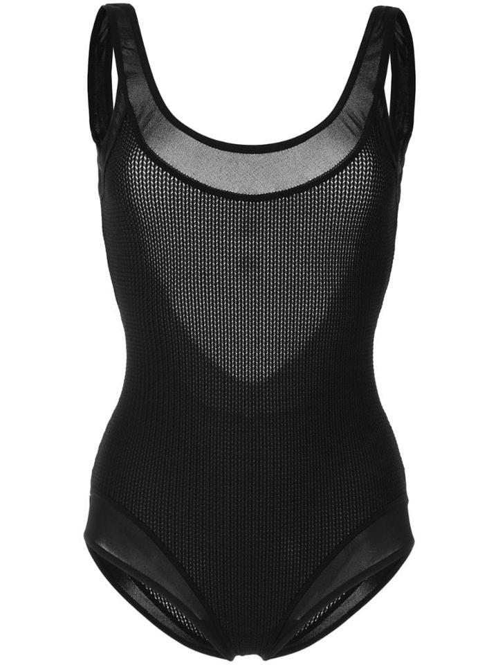 Chanel Pre-owned Ribbed Swimsuit - Black