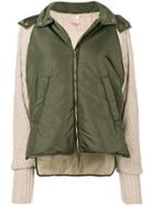 Twin-set Knitted Sleeve Puffer Jacket - Green