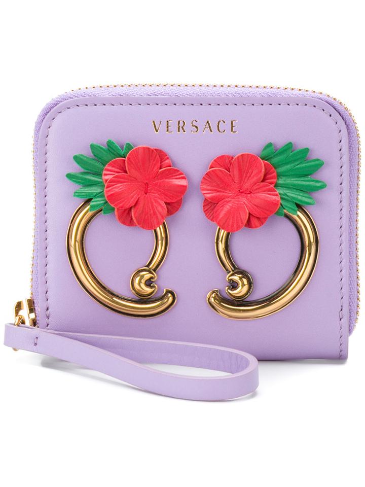 Versace Flower Appliqué Wallet - Pink & Purple