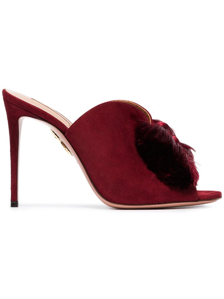 Aquazzura Red Lotus Blossom 105 Suede Mules