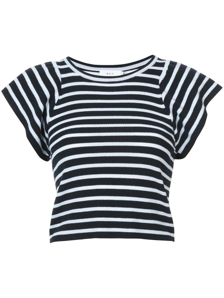 A.l.c. Flutter Sleeve Striped Top - Black