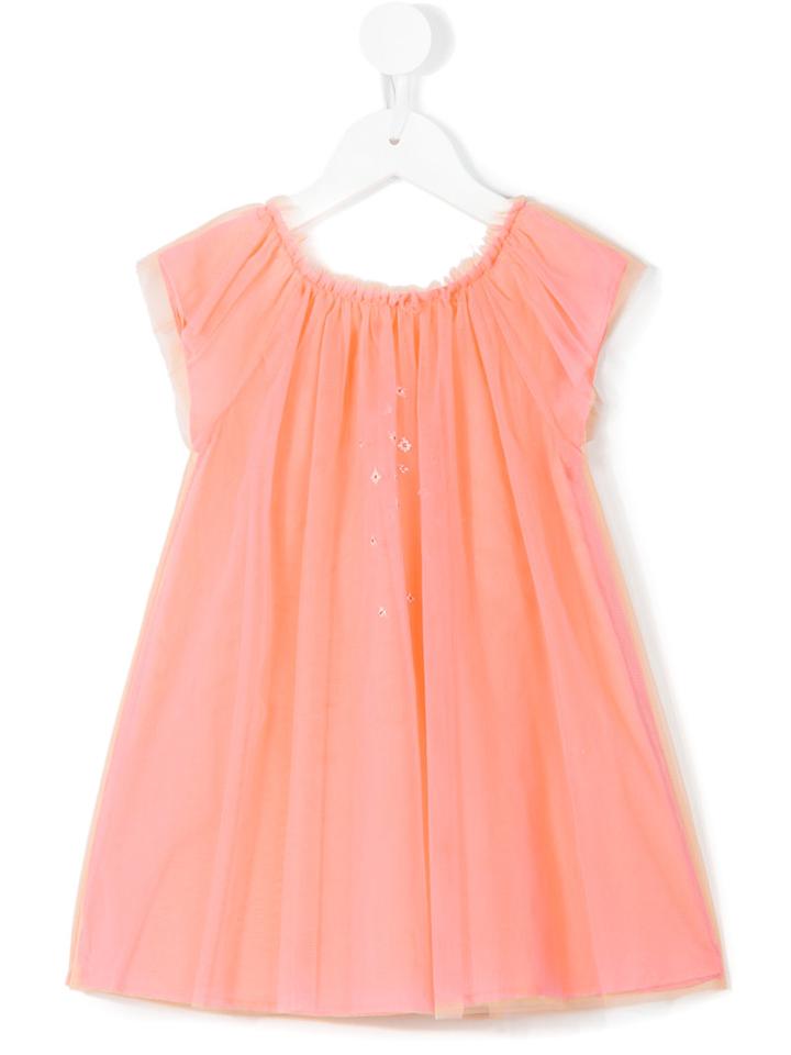 Knot - Tule Embroidered Dress - Kids - Cotton/polyamide - 4 Yrs, Yellow/orange