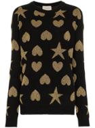 Gucci Hearts And Stars Wool-blend Sweater - Black