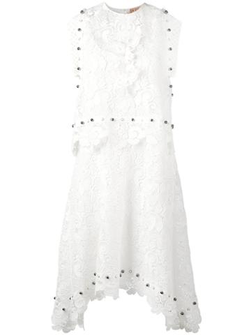 No21 - Studded Detail Lace Dress - Women - Silk/polyester/acetate - 42, White, Silk/polyester/acetate