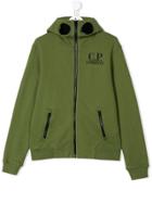 Cp Company Kids Logo Zipped Hoodie - Green
