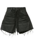Off-white - Pinstripe Denim Shorts - Women - Cotton/spandex/elastane - 25, Black, Cotton/spandex/elastane