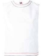 Thom Browne - Oxford Embroidered Sleeveless Top - Women - Silk/cotton - 40, White, Silk/cotton