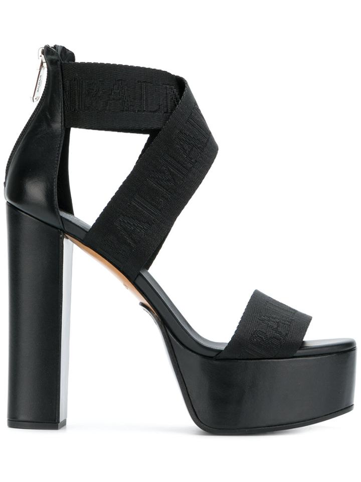 Balmain Platform Logo Sandals - Black