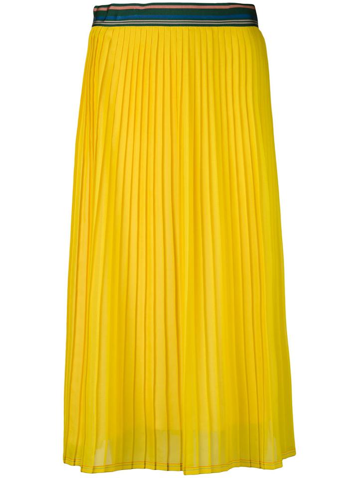 Paul Smith - Pleated Midi Skirt - Women - Silk/polyamide/acetate - 42, Yellow/orange, Silk/polyamide/acetate