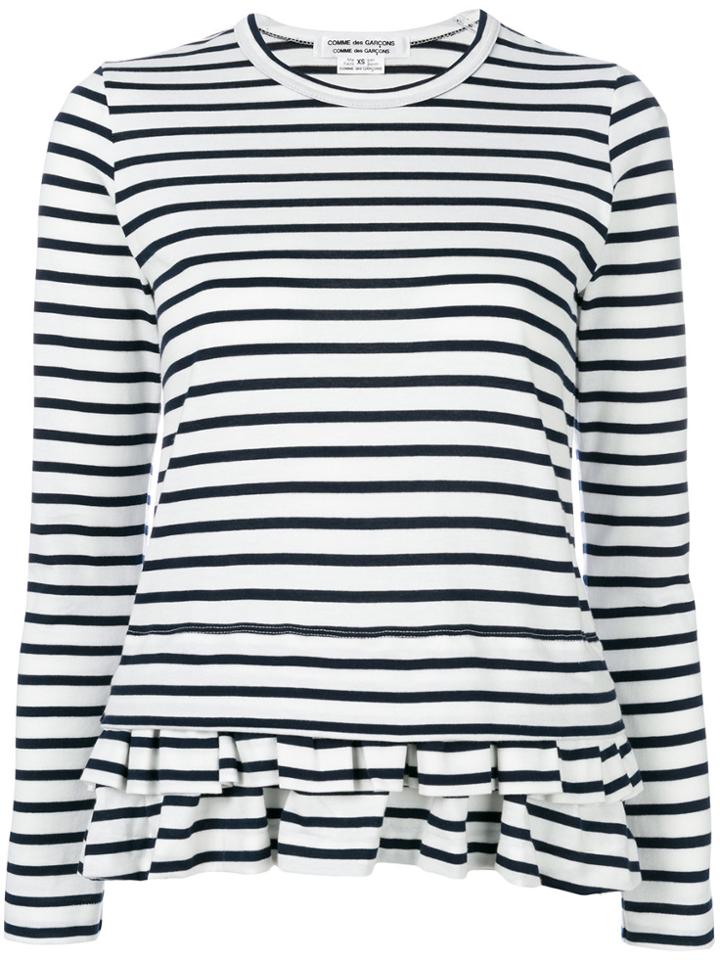 Comme Des Garçons Comme Des Garçons Striped Peplum Hem Long Sleeve Top