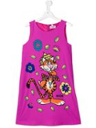 Moschino Kids Tiger Print Dress, Girl's, Size: 14 Yrs, Pink/purple