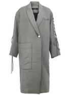Ellery Lace-up Sleeves Oversized Coat, Women's, Size: 6, Grey, Silk/wool/viscose/polyamide