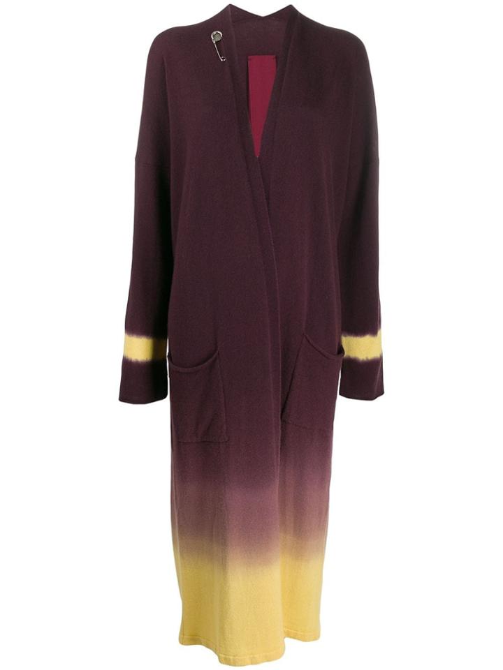 Masnada Long Ombré Knit Cardigan - Purple