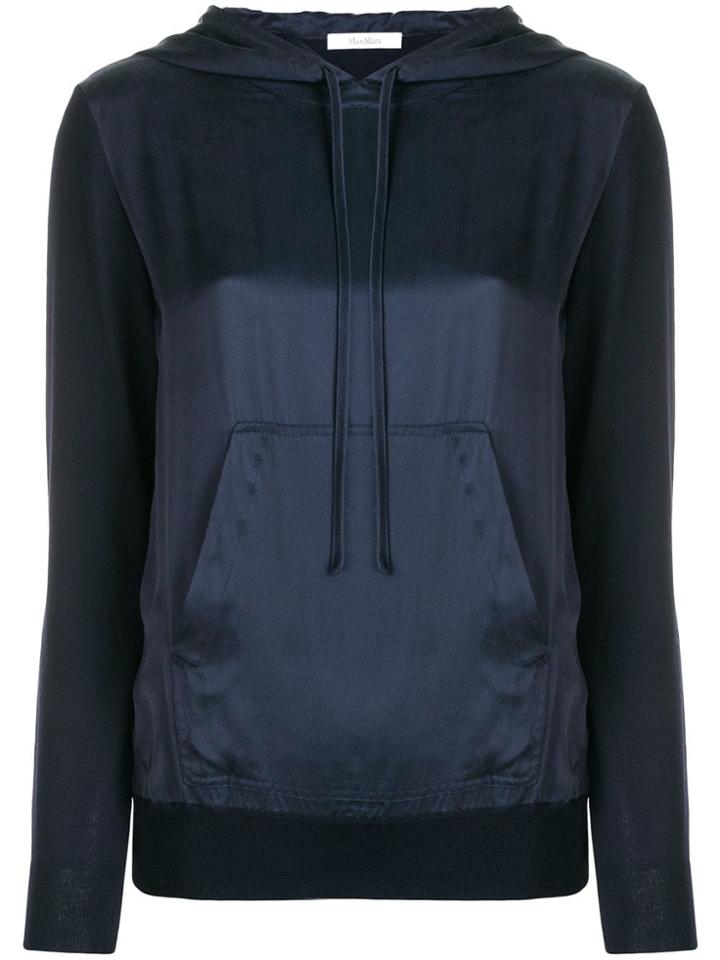 Max Mara Contrasting Front Panel Hoodie - Blue