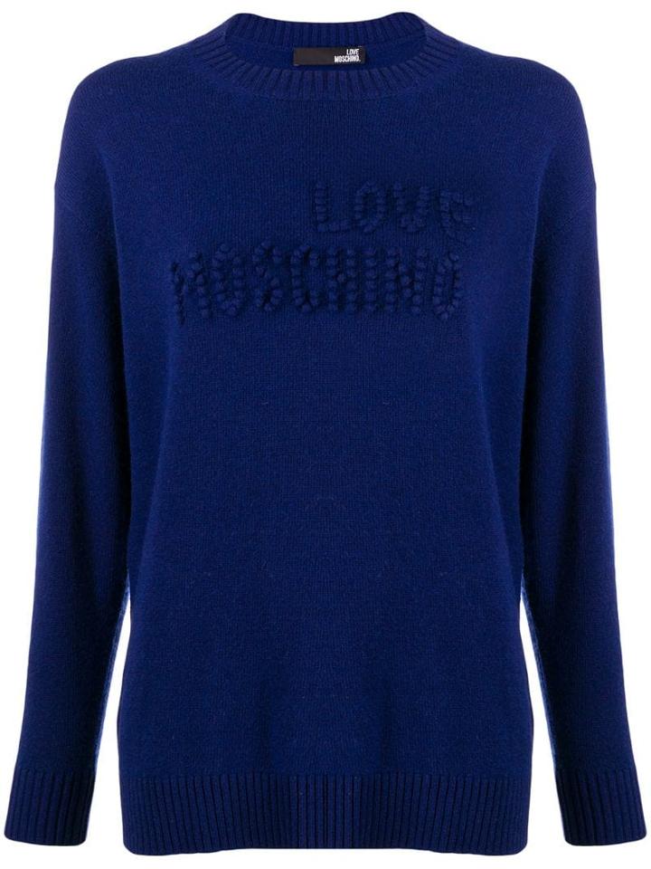 Love Moschino Stitched Logo Jumper - Blue