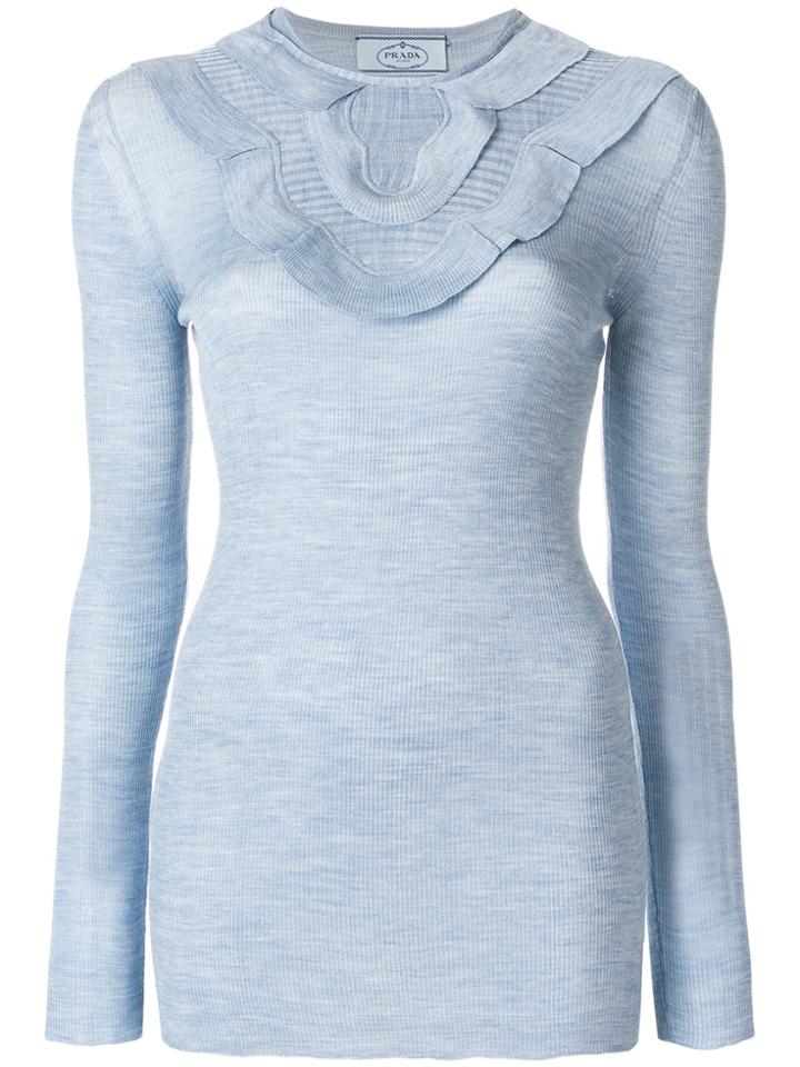 Prada Ruffle-trimmed Sweater - Blue