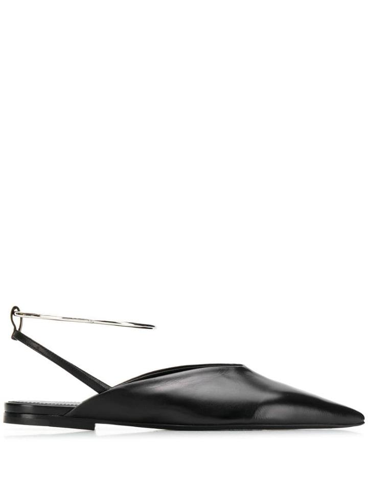 Jil Sander Ankle Strap Flat Mules - Black