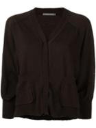 Alberta Ferretti Cropped Buttoned Cardigan, Women's, Size: 40, Brown, Virgin Wool