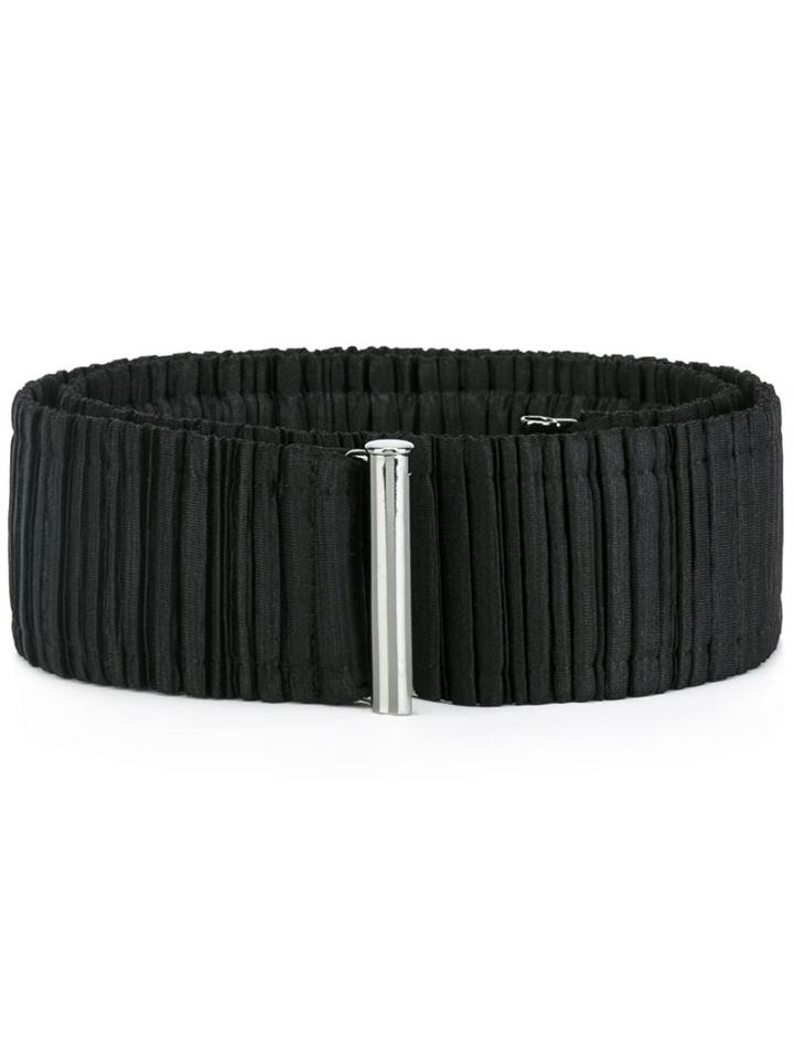 Pleats Please By Issey Miyake Pleated Wide Belt, Women's, Size: Medium, Black, Cotton