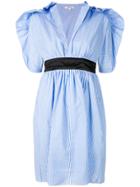 Manoush Ruffle Trim Striped Dress - Blue