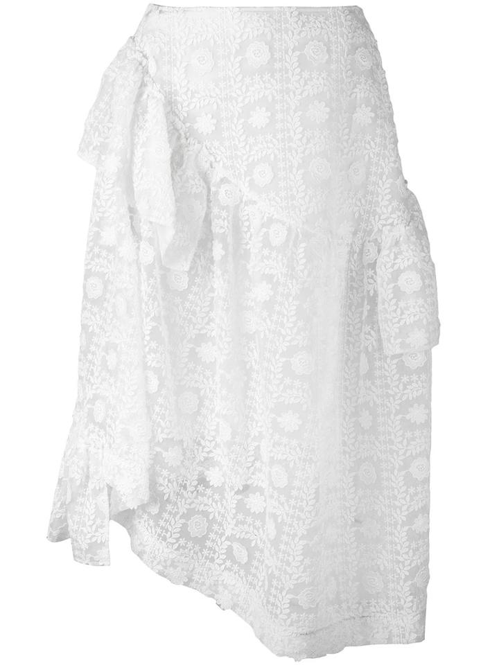 Simone Rocha Embroidered Skirt, Women's, Size: 8, White, Cotton/polyester/rayon