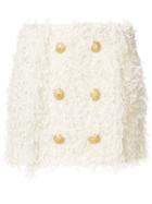 Balmain Button-embellished Tweed Skirt - White
