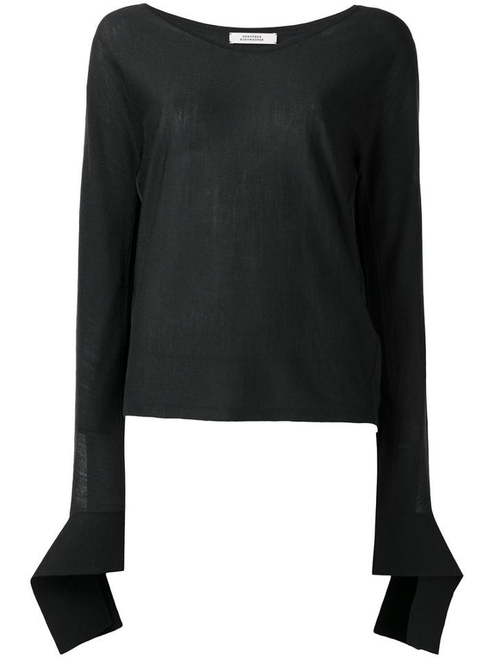 Dorothee Schumacher Elongated Sleeve Knitted Blouse, Women's, Size: 2, Black, Virgin Wool