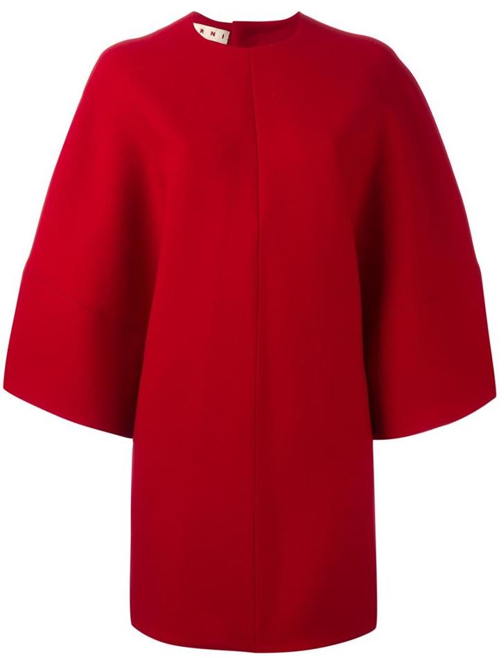 Marni Cape Sleeve Dress, Women's, Size: 38, Red, Virgin Wool/silk