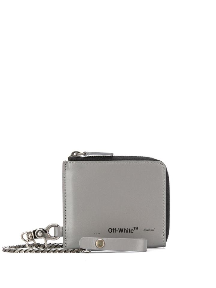 Off-white Chain Strap Zip-up Wallet - Grey