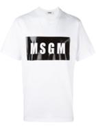 Msgm Logo Print T-shirt, Size: Small, White, Cotton