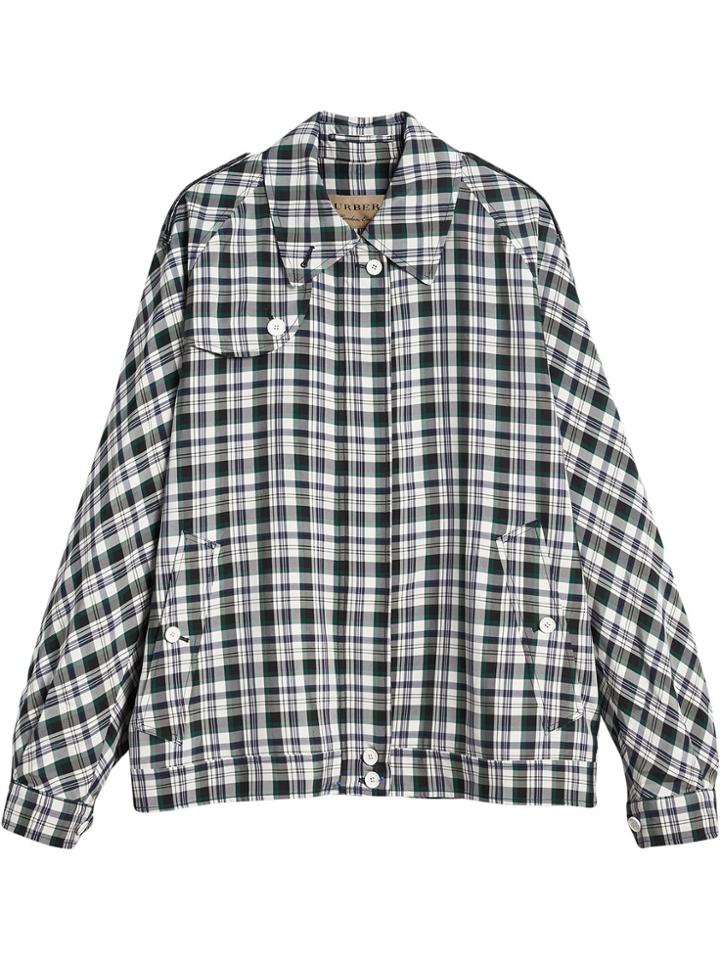 Burberry Check Oversized Harrington Jacket - Green