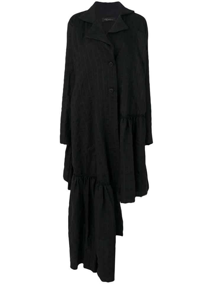 Barbara Bologna Asymmetric Ruffled Coat - Black