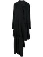 Barbara Bologna Asymmetric Ruffled Coat - Black