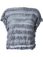 Issey Miyake Cauliflower Ruffle Stripe Semi Sheer T-shirt