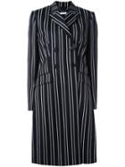 Givenchy Pinstripe Monochrome Coat, Women's, Size: 42, Black, Wool/silk/viscose