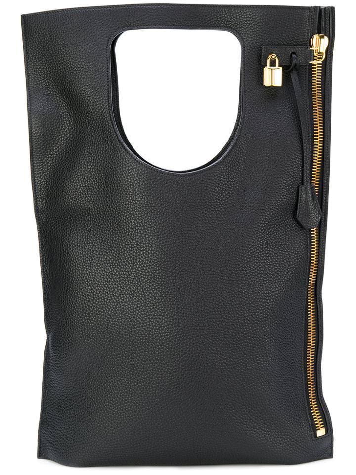 Tom Ford Alix Gold Zip Shoulder Bag - Black