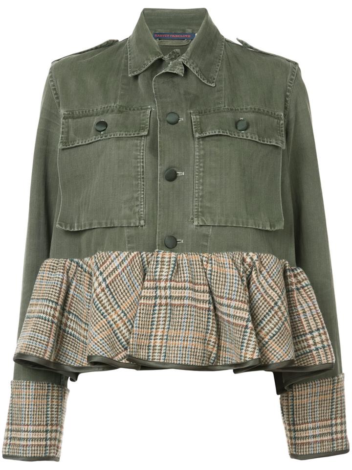Harvey Faircloth Peplum Hem Denim Jacket - Green