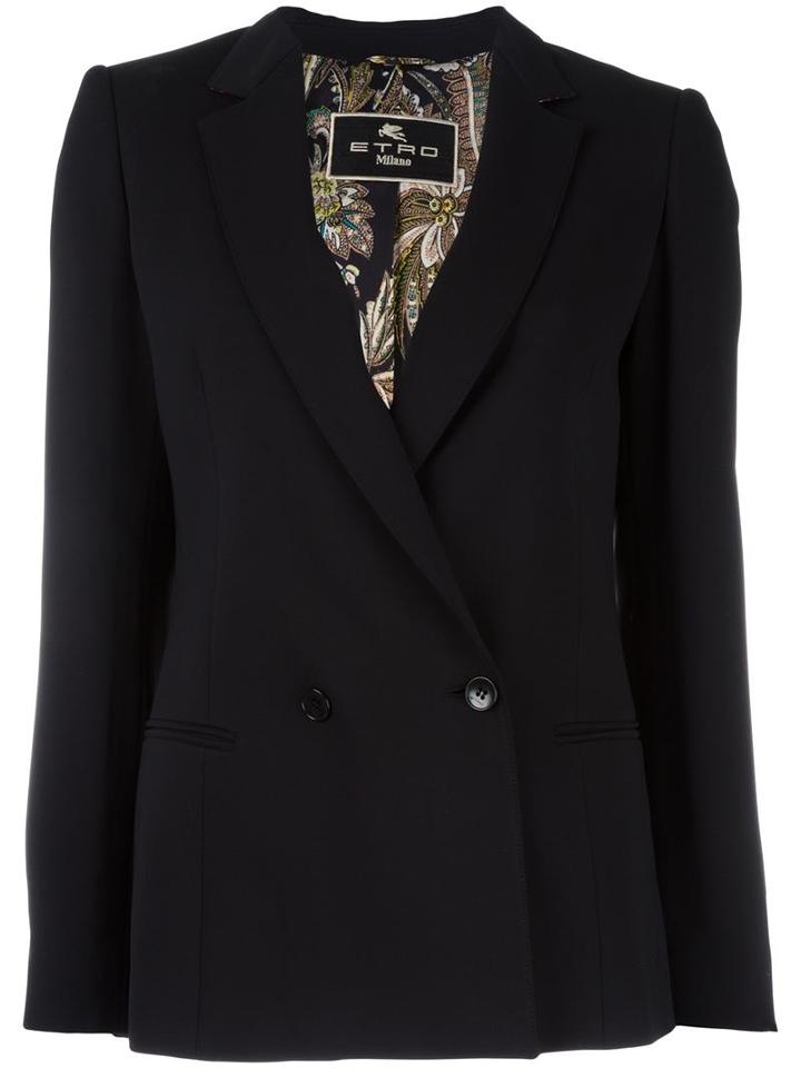 Etro Double-breasted Blazer, Women's, Size: 40, Black, Viscose/acetate/spandex/elastane