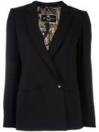 Etro Double-breasted Blazer, Women's, Size: 40, Black, Viscose/acetate/spandex/elastane