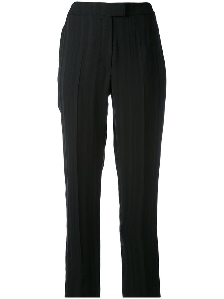 Cacharel - Cropped Striped Trousers - Women - Cotton/viscose - 40, Black, Cotton/viscose