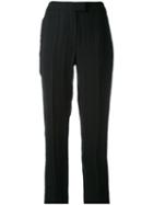 Cacharel - Cropped Striped Trousers - Women - Cotton/viscose - 40, Black, Cotton/viscose