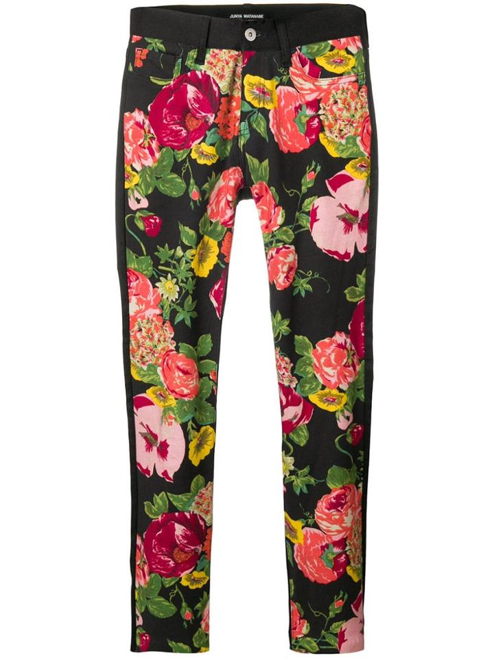 Junya Watanabe Floral Slim-fit Trousers - Blue