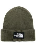 The North Face Logo Patch Ribbed Beanie - Green