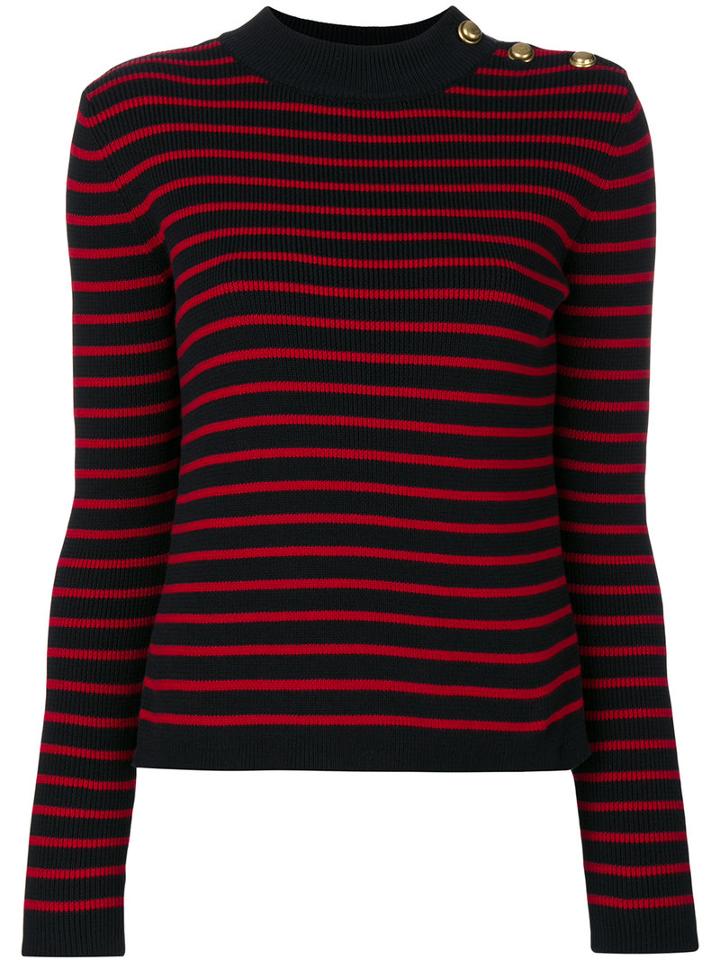 Red Valentino - Striped Knitted Sweater - Women - Cotton/polyamide - L, Cotton/polyamide