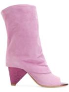 Aldo Castagna Peep Toe Boots - Pink & Purple