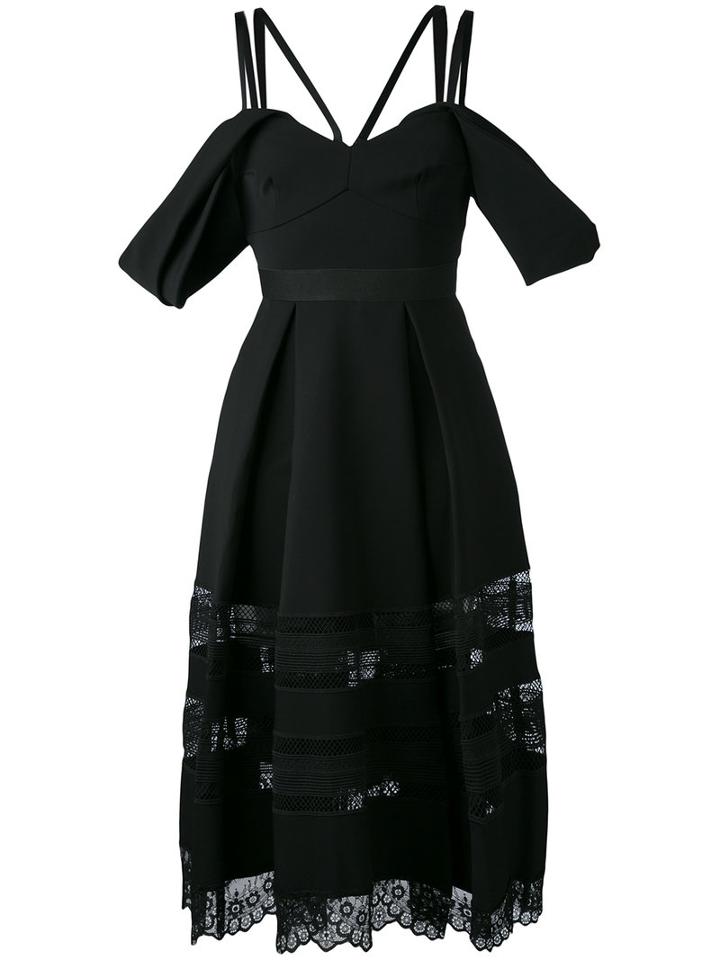 Off Shoulder Dress - Women - Polyester - 10, Black, Polyester, Self-portrait