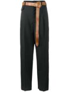 Golden Goose Deluxe Brand Belted Trousers, Women's, Size: Medium, Grey, Virgin Wool/cupro/cotton