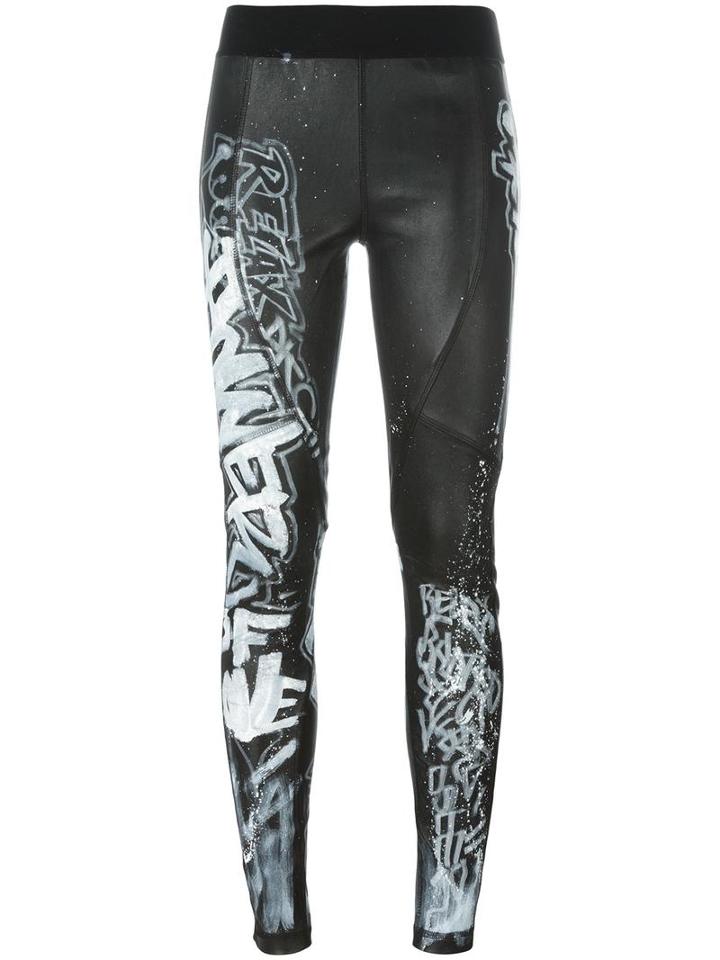 Faith Connexion Graffiti Print Leggings, Women's, Size: Medium, Black, Lamb Skin